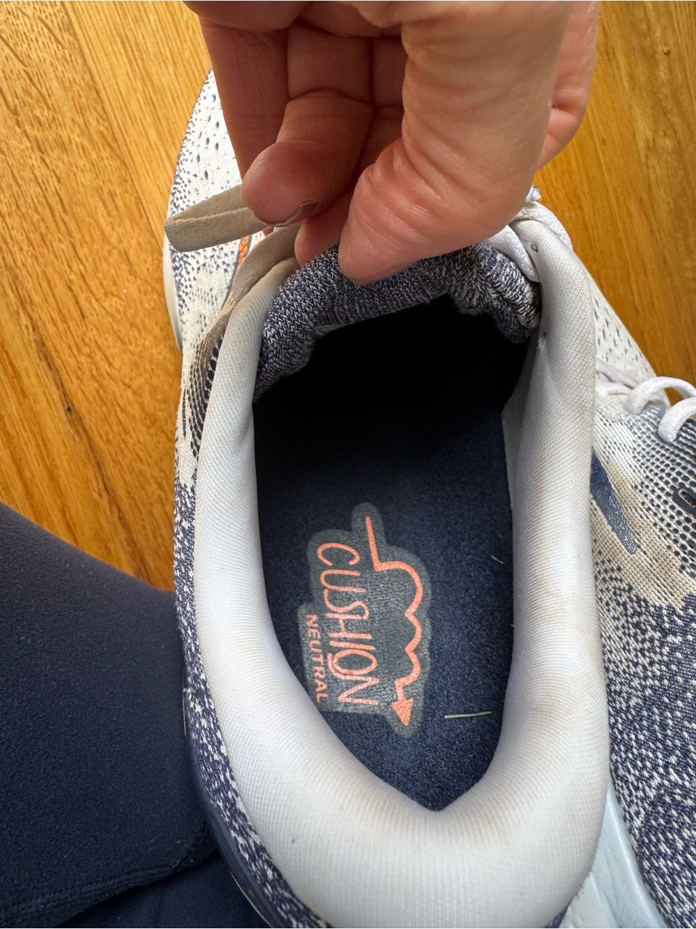 Brooks Ghost 16 Running Shoes in Light Gray, Navy and Orange Accent - Picture 10 of 14